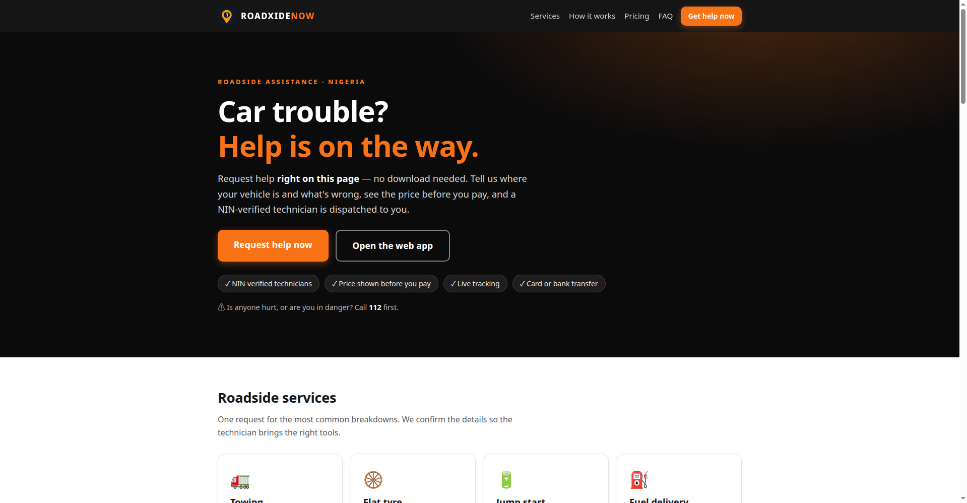 RoadxideNow homepage preview